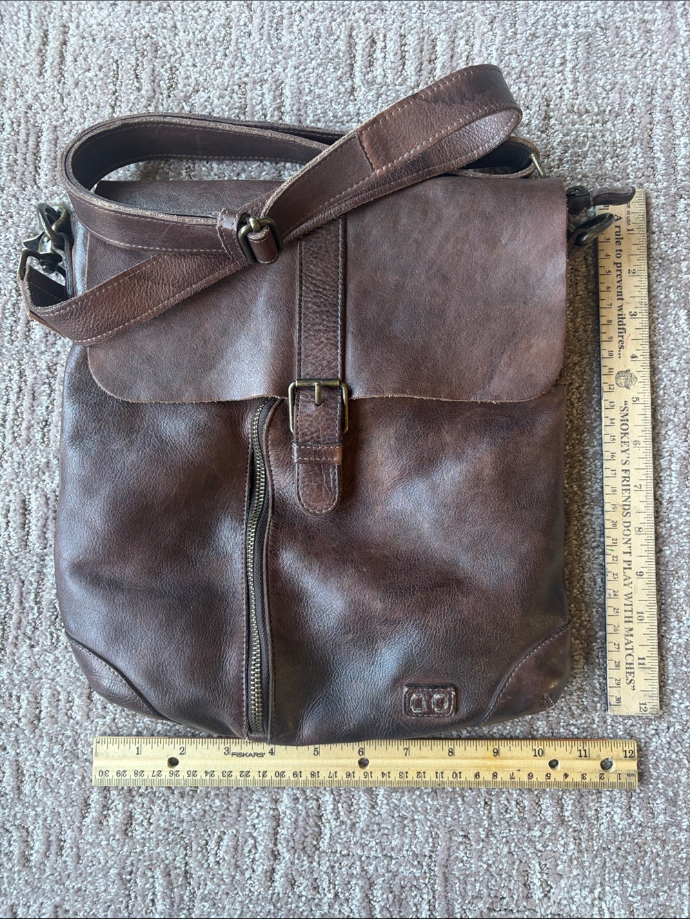 Bed Stu Dark Brown Leather Crossbody Messenger Bag